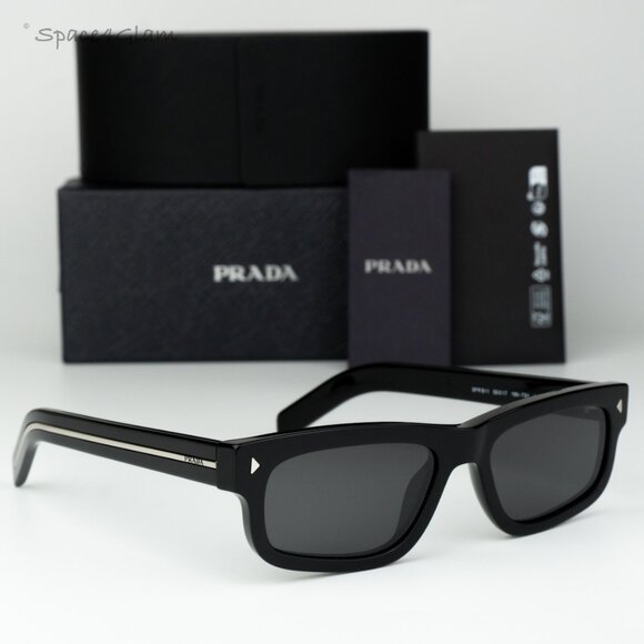 Prada Men Sunglasses Black Grey Rectangle PRB11S 16K731 NEW AUTHENTIC - Picture 3 of 10